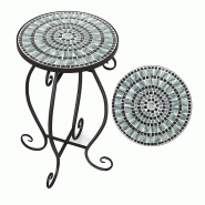 Table d'appoint COSTWAY Table mosaïque Table ronde mosaïque Table de jardin Table de bistrot  Table de balcon En métal - noir métal SF6271