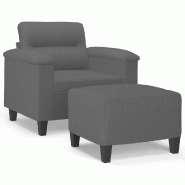 VidaXL Fauteuil avec repose-pied Gris foncé 60 cm Tissu microfibre Modèle Atlas Smart - 3201227