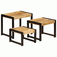 VidaXL Tables gigognes 3 pcs Bois solide de manguier Modèle Sirius Scandinave - 247404