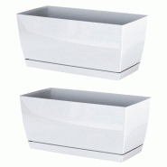 WellHome - Lot de 2 jardinières en plastique Coubi Case P coloris blanc 29x14,2x13,6cm - blanc plastique polypropylène PK4372