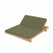 Bazar Bizar Bain de soleil en bois de teck récupéré 200x158x24 cm algue verte - vert Bois massif JAECOL023GrAl-XL