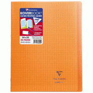 Clairefontaine Lot de 10 Cahier Kover Book 24x32, 48p./24 feuilles 90 g/m² piquées, couv. Transparente orange, Séyès - 3037929844092