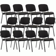 CLP Lot de 12 chaises empilables Ken en tissu Noir - noir textile 151025101 CLP Lot de 12 chaises empilables Ken en tissu Noir - noir textile 151025101