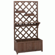 Décoshop26 - Bac potager avec treillis avec étagère et 2 bacs suspendus 135 x 70 x 30 cm jardinière extérieure en bois marron 04_0008921 - 300026