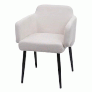 Décoshop26 - Chaise de salle à manger rembourrée avec accoudoirs tissu/textile métal blanc crème 04_0006340 - blanc 3000261717096 Décoshop26 - Chaise de salle à manger rembourrée avec accoudoirs tissu/textile métal blanc crème 04_0006340 - blanc 3000261717096