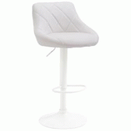 Décoshop26 - Tabouret de bar en synthétique blanc pivotant avec repose-pieds métal blanc coutures décoratives TDB10597 - blanc 3000412169606