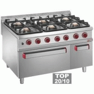 Fourneau 6 feux - sur four gaz GN 2/1 et armoire neutre fermée - Master 900 - 1200x900xh850/920 mm Fourneau 6 feux - sur four gaz GN 2/1 et armoire neutre fermée - Master 900 - 1200x900xh850/920 mm