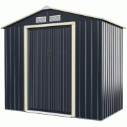 Helloshop26 - Abri de jardin en métal 213 x 127 x 195 cm avec portes coulissantes design moderne et aérations en acier gris 20_0019627 - gris métal