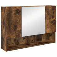 Helloshop26 - Armoire miroir moderne rangement pratique salle de bain 80 x 17 x 55 cm en bois d'ingénierie chêne fumé 02_0052862 - Bois massif 3000