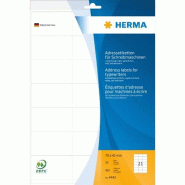 HERMA Etiquettes-adresses, 70 x 42 mm, coins pointus, blanches - 4441