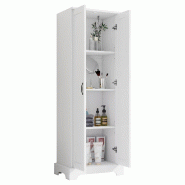 Merax armoire haute polyvalente 56.0 x 40.0 x 170.0 cm, blanc, avec rangements et tablettes reglables - blanc Bois manufacturé N877P423578K