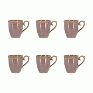 Novastyl - lot de 6 mugs signature signature 30cl en grès violet - 3256391061640