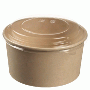 Saladier fibre de bambou laminée naturel 1000ml + couvercle PET - par 250