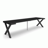 SKRAUT HOME Table console extensible, 300, Pour 14 personnes, Pieds bois massif, Noir - noir Bois manufacturé 336_49
