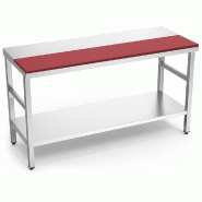 Table de préparation centrale avec étagère, rouge Table de préparation centrale fb.Rouge avec entraxe 1000x600x850 mm. Horemaq - 071602