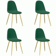 VidaXL Chaises à Manger Lot De 4 Vert Foncé Velours - vert 325681 VidaXL Chaises à Manger Lot De 4 Vert Foncé Velours - vert 325681