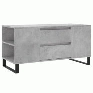 VidaXL Table basse gris béton 102x44,5x50 cm bois d'ingénierie Modèle Atlas Nova - 831008
