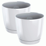 WellHome - Lot de 2 pots 7,5 L Coubi Ø24 cm chacun, coloris blanc - blanc plastique PK4348