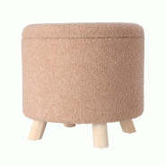 WellHome - Tabouret de rangement 100 % polyester Ø40x37 cm, 18 L, beige - beige WH15600