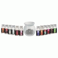Brûle-parfum blanc avec 12 flacons d'huiles parfumées 10ml - Paris Prix Brûle-parfum blanc avec 12 flacons d'huiles parfumées 10ml - Paris Prix