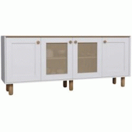 Buffet 4 portes en aggloméré Bohemian blanc avec cannage (2 portes) Hanah Home - 8684283882212 Buffet 4 portes en aggloméré Bohemian blanc avec cannage (2 portes) Hanah Home - 8684283882212