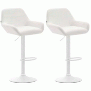 CLP Lot de 2 tabourets de bar Braga en Similicuir Blanc /Blanc - blanc polyester 316081 CLP Lot de 2 tabourets de bar Braga en Similicuir Blanc /Blanc - blanc polyester 316081