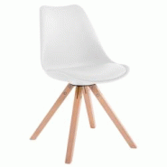 Décoshop26 - Chaise de salle à manger design scandinave en PVC blanc et pieds en bois clair forme carré 10_0003427 - blanc 3000251573268 Décoshop26 - Chaise de salle à manger design scandinave en PVC blanc et pieds en bois clair forme carré 10_0003427 - blanc 3000251573268