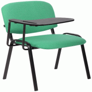 Décoshop26 - Chaise visiteur zone d'attente avec une petite table rabattable en tissu vert piètement à 4 pieds en métal 10_0002770 - métal 300025
