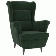 Décoshop26 - Fauteuil lounge design et moderne en velours vert foncé DEC028686 - 3000257003066