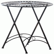 Décoshop26 - Table de jardin en métal Ø 71 cm style rustique bronze MDJ10216 - métal 3001077669609