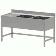 Diamond - Plonge inox ECO 2 cuves égouttoir gauche, sans sous-tablette inférieure - réf. WR-C2E1-DS6 - inox AKS-WR-C2E1-DS6 Diamond - Plonge inox ECO 2 cuves égouttoir gauche, sans sous-tablette inférieure - réf. WR-C2E1-DS6 - inox AKS-WR-C2E1-DS6