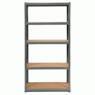 Helloshop26 - Étagère à 5 niveaux ajustable 90 x 40 x 180 cm grande capacité de 875 kg style moderne en acier galvanisé gris 20_0012055 - 3000227