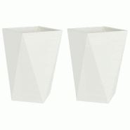 Helloshop26 - Lot de 2 jardinières modernes pour extérieur 50 x 50 x 75 cm avec look épuré ambiance chic en acier blanc 02_0053037 - blanc acier 3