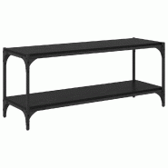 Helloshop26 - Meuble TV rectangulaire style rustique grand espace de stockage 100 x 33 x 41 cm en bois noir 02_0052701 - noir Bois massif 300023755041