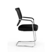 Lot de 4 fauteuils DAHLIA - Piétement luge chromé - Dossier résille noire - Référence 8001 FR206_1