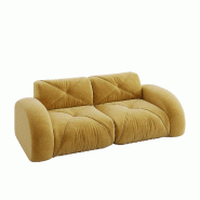 Merax Canapé modulable 2 places, canapé nuage avec accoudoirs ronds, chenille douce, sans cadre près du sol, canapé lounge, jaune - jaune multi-ma