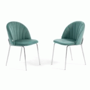RATTATAN Lot de 2 chaises en velours d’intérieur, rembourrées, pieds en métal, design élégant pour cuisine, salle à manger,restaurant – Vert RATTATAN Lot de 2 chaises en velours d’intérieur, rembourrées, pieds en métal, design élégant pour cuisine, salle à manger,restaurant – Vert