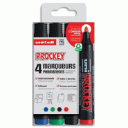 Uni-ball Etui de 4 marqueurs permanents Prockey, pointe ogive de 1,8-2,2 mm, encres pigmentées assorties - 3296280002309