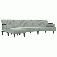 VidaXL Canapé-lit en forme de L gris clair 260x140x70 cm velours Modèle Vionna - 3157242