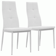 VidaXL Chaises à Manger Lot De 2 Blanc Similicuir - blanc 246189 VidaXL Chaises à Manger Lot De 2 Blanc Similicuir - blanc 246189