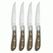 Amefa Coffret 4 couteaux steak Achille Bois de Pakka - Manche bois noble acier coutellerie - argenté inox 3546690401446
