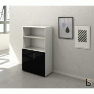 Armoire mi-haute mixte à portes battantes Luxury- Ofitres - Noir_0