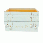 Boite carton carrée empilable "Noël blanc" 33x33x10cm - par 10