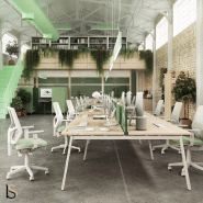 Bureau bench Born 6 personnes - Mobel Linea - Blanc, Hêtre, 480