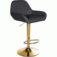 CLP Tabouret de bar Braga Gold similicuir Noir - noir polyester 325365 CLP Tabouret de bar Braga Gold similicuir Noir - noir polyester 325365