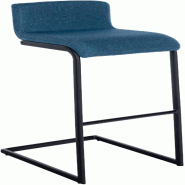 Décoshop26 - Tabouret de bar x1 design minimaliste assise en tissu bleu piètement en U métal noir repose-pieds 10_0006278 - bleu métal 3000265482761