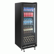 GastroHero Armoire à boissons GKSE230, volume utile 230 litres, 4 clayettes réglables, éclairage intérieur, verrouillable, noir - noir acier GKSE230