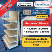 Gondole Murale de magasin à configurer - Hauteur 1600mm, Longueur 1 330mm [NEUVE]