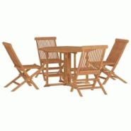 Helloshop26 - Ensemble à dîner salon de jardin meuble d'extérieur pliable 5 pièces bois solide de teck 02_0014247 - 3000132041534 Helloshop26 - Ensemble à dîner salon de jardin meuble d'extérieur pliable 5 pièces bois solide de teck 02_0014247 - 3000132041534