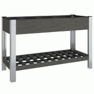 Helloshop26 - Jardinière bac lit surélevé plantes fleurs terrasse jardin de jardin avec étagère 120 x 50 x 75 cm WPC gris 02_0039772 - gris alumi